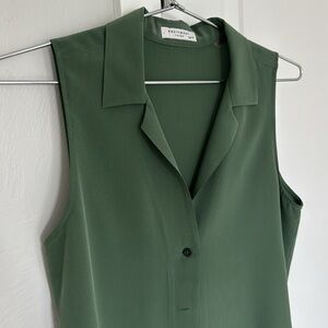 NWOT Equipment Green Silk Button Down Sleeveless